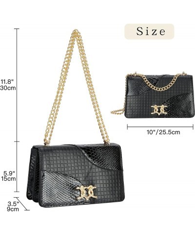 Crossbody Bag Purses for Women Trendy Snake Print Purses for Women Chain Shoulder Bag Leather Handbags for Women D-black $18....