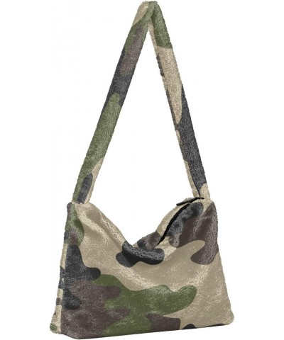 Women Boho Handbag Camouflage Underarm Bag Tote Bag Shoulder Bag Crossbody Bag Fluffy Cell Phone Purse Lady Travel Pouch Wint...