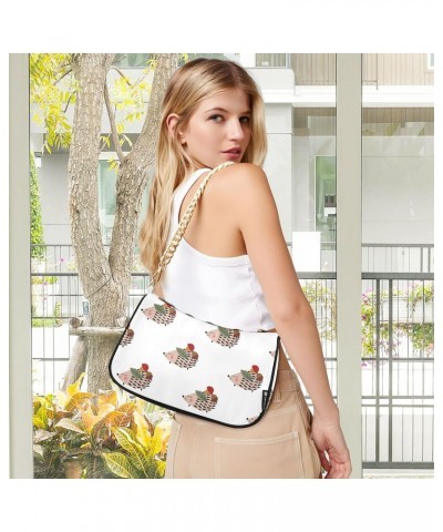 Hedgehog Mushroom Acorn Leaf Shoulder Bag for Women Clutch Shoulder Purse Chain Bag with Zipper Closure Women's Tote Hobo Han...