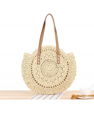 Women's Summer Straw Handbags Women Handwoven Round Straw Bags Summer Beach Tote Bag Woven Handle Shoulder Bag Beige C $21.23...