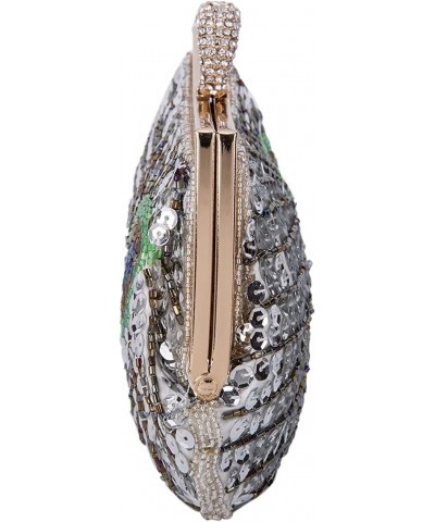 Women Full Shining Sequins Beaded Rhinestone Peacock Embroidery Clutch Purse Handbag Evening Bag $24.36 Evening Bags