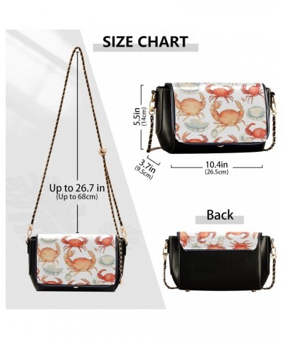 Crabs Pattern Stylish Leather Clamshell Crossbody Handbag with Detachable Adjustable shoulder strap $18.40 Crossbody Bags