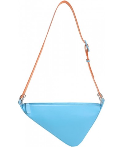 Solid Color Triangle PU Leather Shoulder Bag For Women Adjustable Shoulder Straps Female Crossbody Bag Blue $15.17 Shoulder Bags