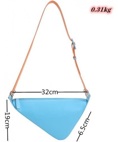 Solid Color Triangle PU Leather Shoulder Bag For Women Adjustable Shoulder Straps Female Crossbody Bag Blue $15.17 Shoulder Bags