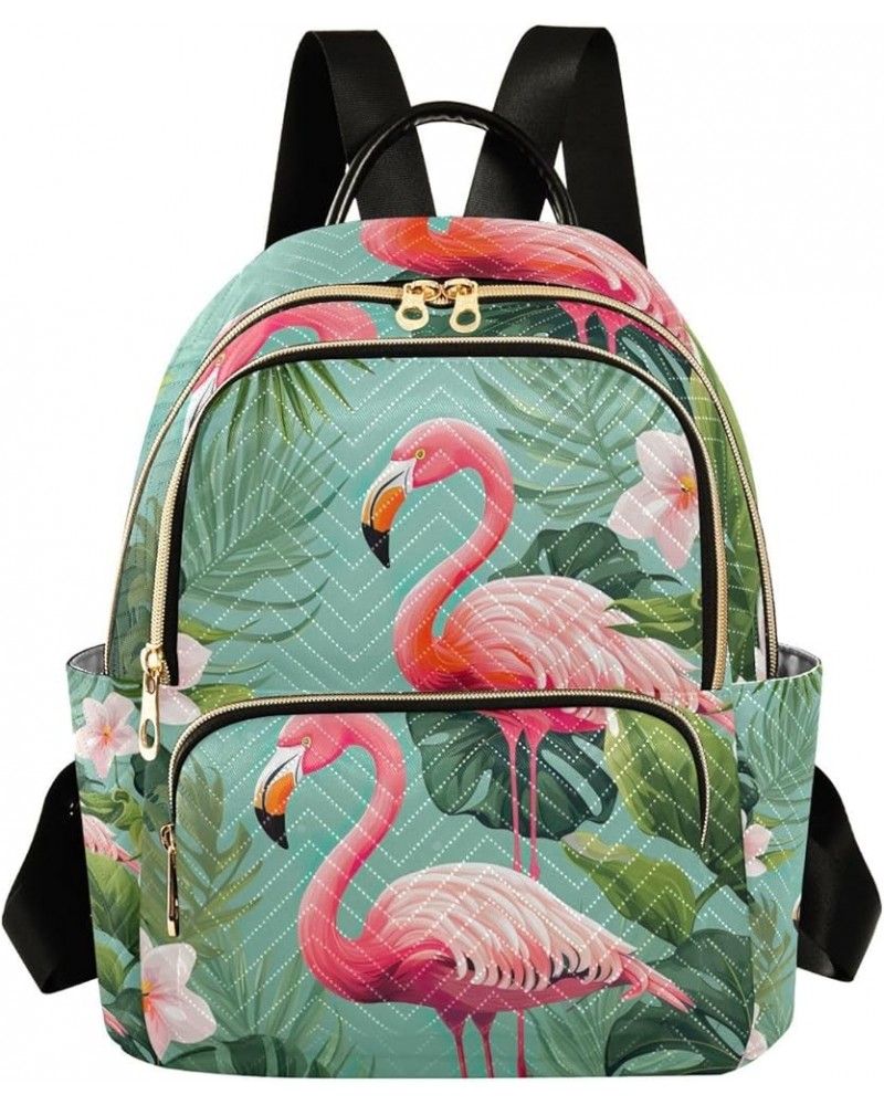 Watercolor with Red Flowers Women's Backpack, Backpack with Luggage Strap, Backpack Travel for Women, M Pink Flamingos and Pa...