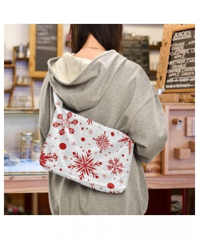 Christmas Women Boho Handbag Red Snowflake Dot Underarm Bag Tote Bag Shoulder Bag Crossbody Bag Fluffy Cell Phone Purse Lady ...