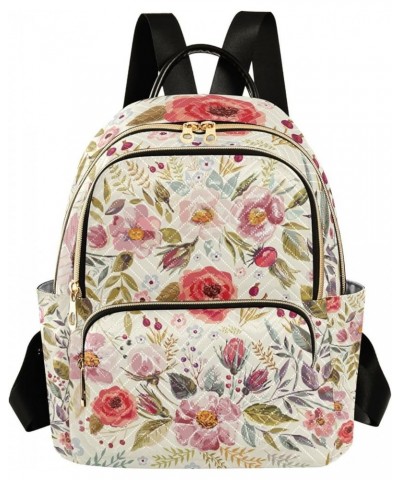 Women Backpack Peony Flower Watercolor Anti-Theft Travel Backpack with Luggage Belt Lightweight Handbag Lady Purse Roomy Doub...