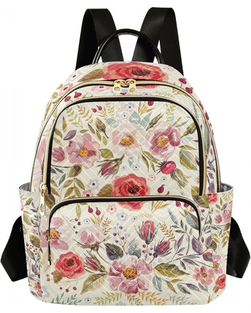 Women Backpack Peony Flower Watercolor Anti-Theft Travel Backpack with Luggage Belt Lightweight Handbag Lady Purse Roomy Doub...