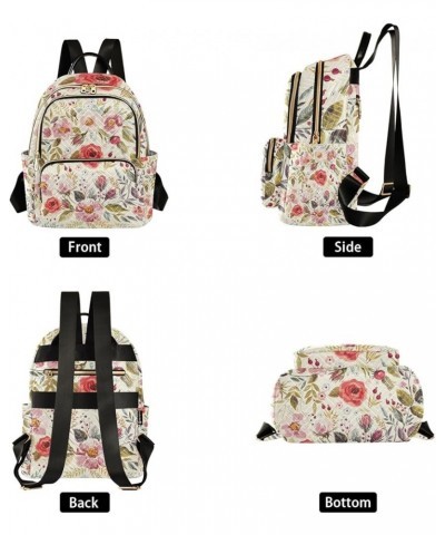 Women Backpack Peony Flower Watercolor Anti-Theft Travel Backpack with Luggage Belt Lightweight Handbag Lady Purse Roomy Doub...