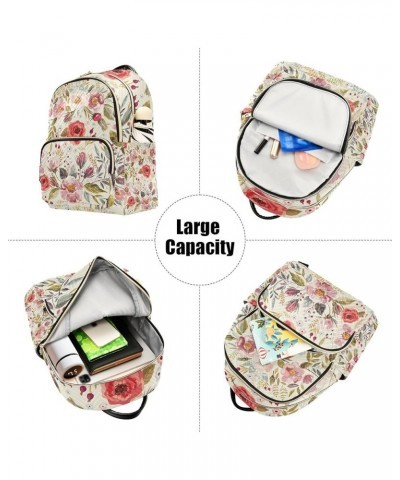 Women Backpack Peony Flower Watercolor Anti-Theft Travel Backpack with Luggage Belt Lightweight Handbag Lady Purse Roomy Doub...