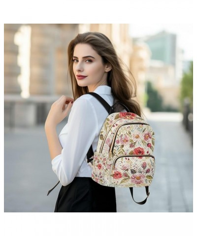 Women Backpack Peony Flower Watercolor Anti-Theft Travel Backpack with Luggage Belt Lightweight Handbag Lady Purse Roomy Doub...