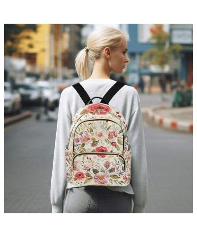 Women Backpack Peony Flower Watercolor Anti-Theft Travel Backpack with Luggage Belt Lightweight Handbag Lady Purse Roomy Doub...