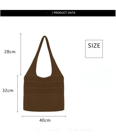 Women Aesthetic Knitted Underarm Bag Hobo Bag Y2K Fairy Grunge Crochet Solid Shoulder Bag Indie Tote Shopping Bag Beige $12.3...