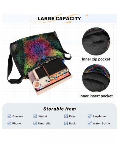 Rainbow Boho Butterfly Womens Tote Bag Leather Shoulder Bag For Women Men Large Hobo Cross Body Bags Handbag $15.98 Totes