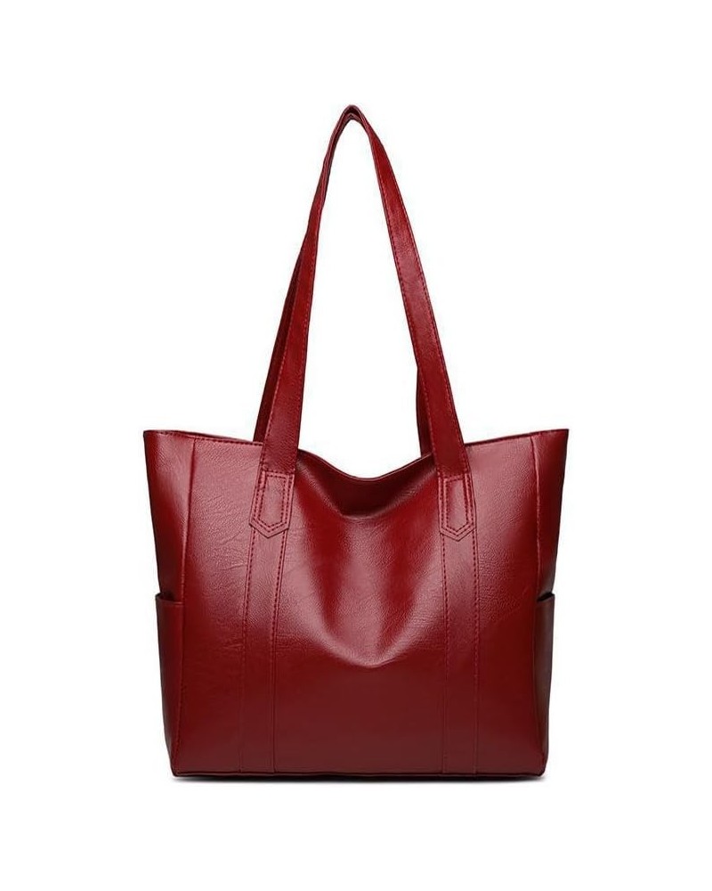 Large Capacity Work Tote Bags for Women's Leather Big Purses and handbags ladies Waterproof Big Shoulder commuter Bag 01-red ...