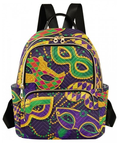 Mardi Gras Women Backpack Masquerade Feather Beads Travel Bag Compact Daily Bag Small $12.39 Backpacks