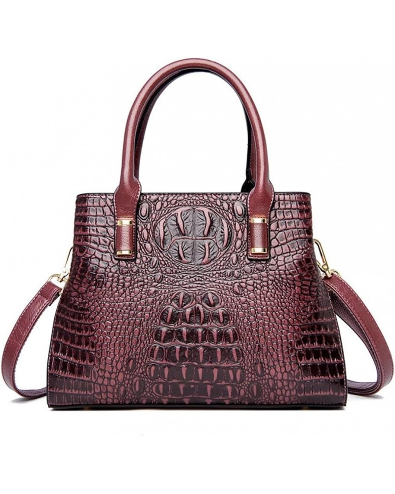 Crocodile Satchel Handbag for Women Large Top Handle Purses Leather Crossbody Bag Fashion Ladies Tote Shoulder Purple $32.12 ...