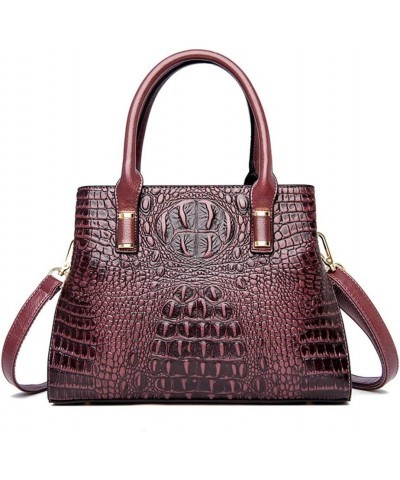 Crocodile Satchel Handbag for Women Large Top Handle Purses Leather Crossbody Bag Fashion Ladies Tote Shoulder Purple $32.12 ...