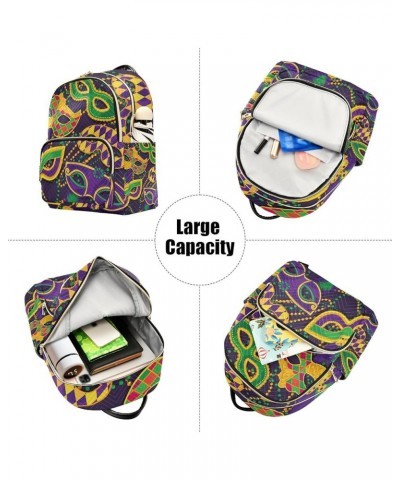 Mardi Gras Women Backpack Masquerade Feather Beads Travel Bag Compact Daily Bag Small $12.39 Backpacks