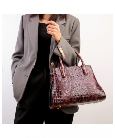 Crocodile Satchel Handbag for Women Large Top Handle Purses Leather Crossbody Bag Fashion Ladies Tote Shoulder Purple $32.12 ...