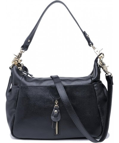 Womens Fashion Cowhide Genuine Leather Shoulder Handbags Crossbody Black $27.45 Totes