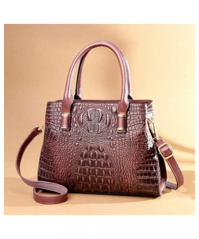 Crocodile Satchel Handbag for Women Large Top Handle Purses Leather Crossbody Bag Fashion Ladies Tote Shoulder Purple $32.12 ...