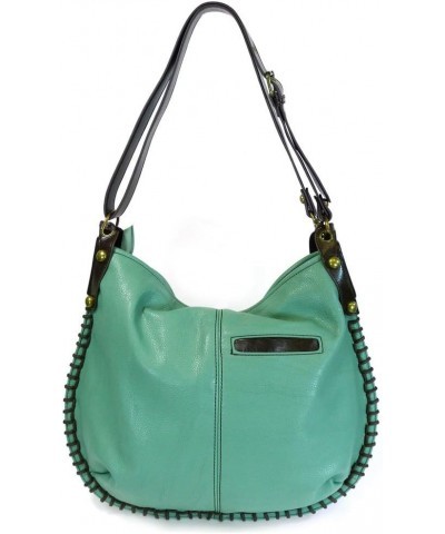 Handbags, Casual Style, Soft, Large Shoulder or Crossbody Purse with Keyfob - Teal Green Color White and Black Cow $28.29 Cro...