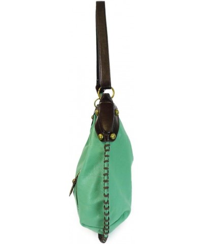 Handbags, Casual Style, Soft, Large Shoulder or Crossbody Purse with Keyfob - Teal Green Color White and Black Cow $28.29 Cro...