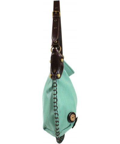 Handbags, Casual Style, Soft, Large Shoulder or Crossbody Purse with Keyfob - Teal Green Color White and Black Cow $28.29 Cro...