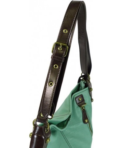 Handbags, Casual Style, Soft, Large Shoulder or Crossbody Purse with Keyfob - Teal Green Color White and Black Cow $28.29 Cro...