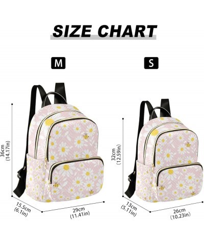 Women Backpack Pink Fantasy Daisy Bee Anti-Theft Travel Backpack with Luggage Belt Lightweight Handbag Lady Purse Roomy Doubl...