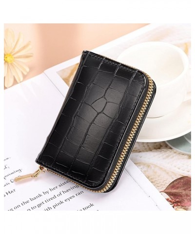 Fashion Pattern Color Solid Card Stone Neutral Women Zipper Purse Wallet Clip Wallet for Men (Coffee, 11X2.2X7.5CM) Black One...