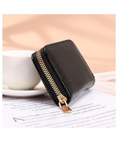 Fashion Pattern Color Solid Card Stone Neutral Women Zipper Purse Wallet Clip Wallet for Men (Coffee, 11X2.2X7.5CM) Black One...