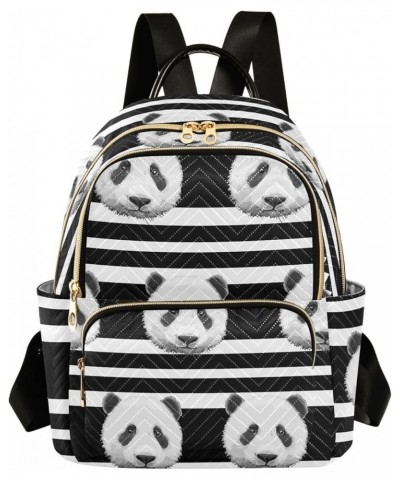 Mini Backpack for Women, Panda Black Stripe Travel Backpack Purse for Ladies, Small Bookbag Daypack Shoulder Bag S Multi1117 ...