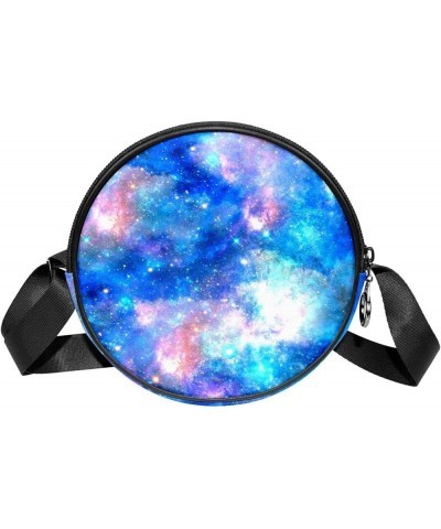 Galaxy Mandala Floral Abstract Crossbody Bag for Women Teen Girls Round Canvas Shoulder Bag Purse Tote Handbag Bag Multi18 $1...