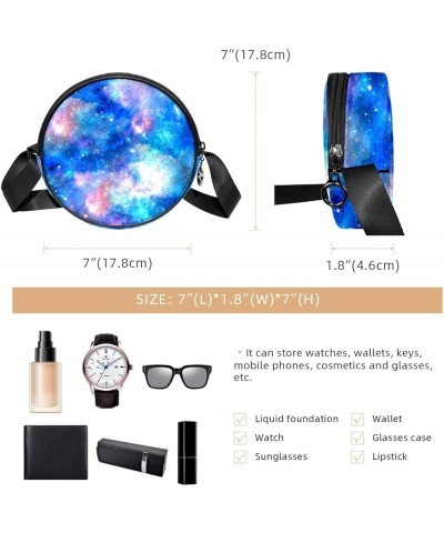 Galaxy Mandala Floral Abstract Crossbody Bag for Women Teen Girls Round Canvas Shoulder Bag Purse Tote Handbag Bag Multi18 $1...