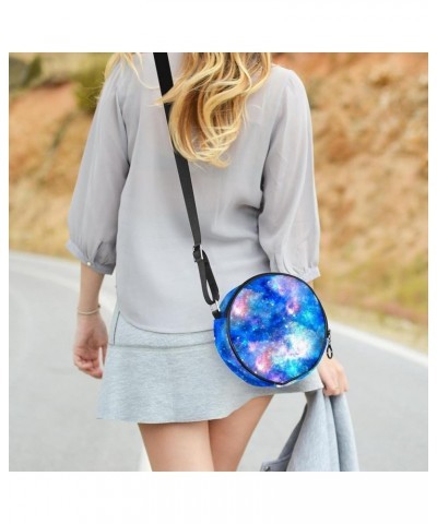 Galaxy Mandala Floral Abstract Crossbody Bag for Women Teen Girls Round Canvas Shoulder Bag Purse Tote Handbag Bag Multi18 $1...