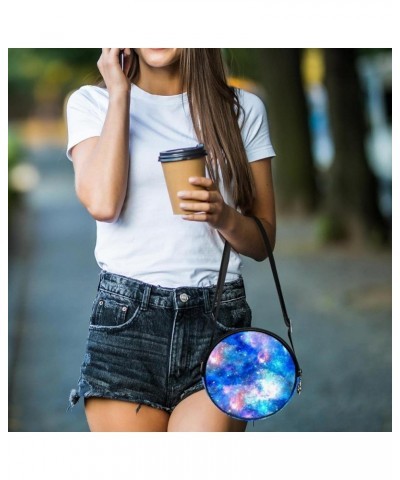 Galaxy Mandala Floral Abstract Crossbody Bag for Women Teen Girls Round Canvas Shoulder Bag Purse Tote Handbag Bag Multi18 $1...