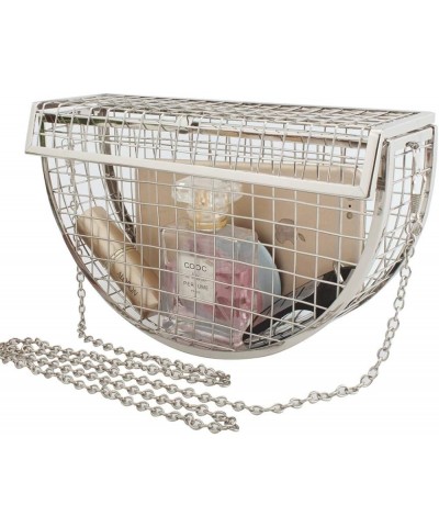 Women's Elegant Chain Cross-body Bag Metal Hollow Cage Clutch 3-silver 02 $12.31 Evening Bags