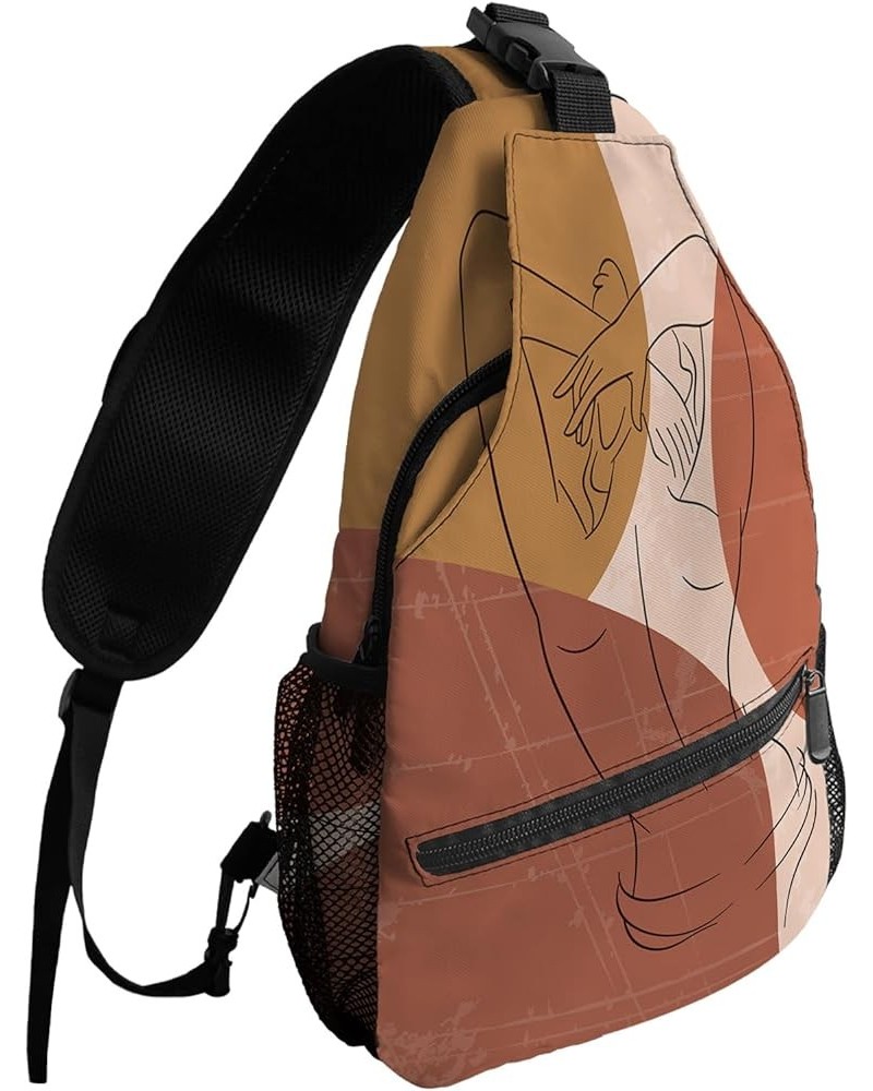 Sling Bag Crossbody Sling Backpack Waterproof Chest Bag Daypack Shoulder Bag for Hiking Walking Travel Line Artplr0414 $14.00...