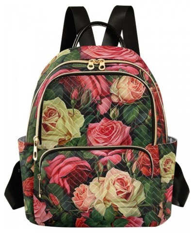 Food and Icons Fashion Backpack Purse, Washable Backpack, Womens Travel Backpack, M Red and Green Roses Design-2 Medium $19.3...