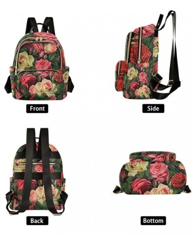 Food and Icons Fashion Backpack Purse, Washable Backpack, Womens Travel Backpack, M Red and Green Roses Design-2 Medium $19.3...