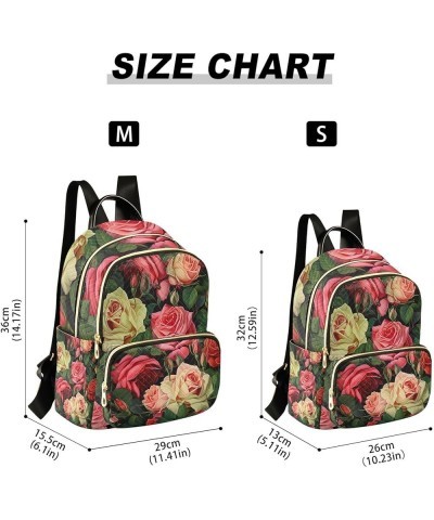 Food and Icons Fashion Backpack Purse, Washable Backpack, Womens Travel Backpack, M Red and Green Roses Design-2 Medium $19.3...