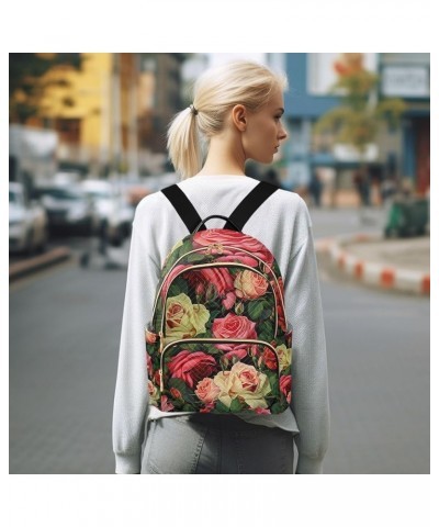 Food and Icons Fashion Backpack Purse, Washable Backpack, Womens Travel Backpack, M Red and Green Roses Design-2 Medium $19.3...