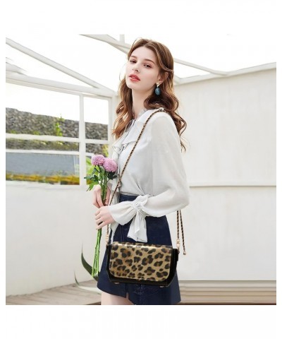 Leopard Print Crossbody bags for Women Small Crossbody Purses with Metal Chain Wallet Purse Shoulder Handbags for Women $19.2...