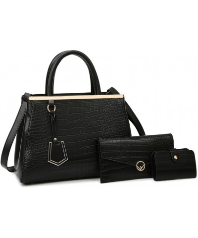 Women Handbag Top Handle Satchel Purse Crocodile Pattern Leather Crossbody Bag Fashion Ladies Tote Shoulder Bag Black $25.01 ...