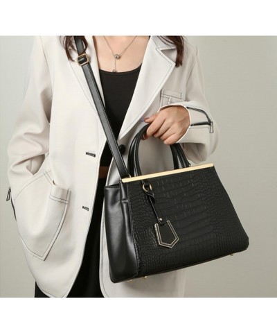 Women Handbag Top Handle Satchel Purse Crocodile Pattern Leather Crossbody Bag Fashion Ladies Tote Shoulder Bag Black $25.01 ...