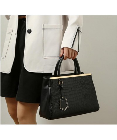 Women Handbag Top Handle Satchel Purse Crocodile Pattern Leather Crossbody Bag Fashion Ladies Tote Shoulder Bag Black $25.01 ...