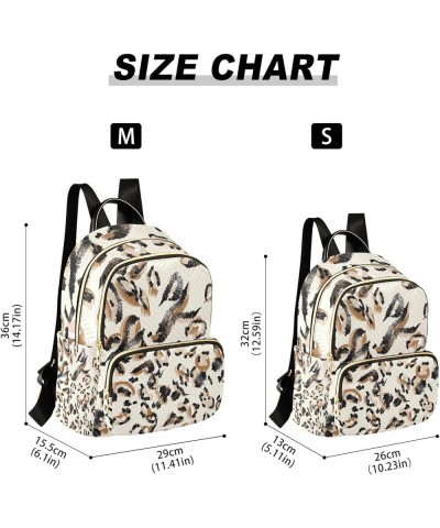 Purple Kittens Halloween Casual Backpack Quilted Backpack Purse for Women Beige Leopard Pattern Small $16.79 Backpacks