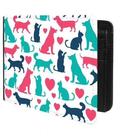 Unique Desige Pattern - Cute dogs and cats pattern, Slim Front Pocket Wallet Billfold RFID Blocking $9.59 Wallets